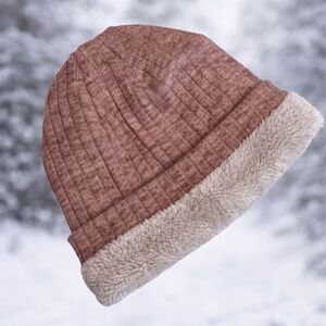 Wonderful U Pink Knit Beanie Hat | Soft Plush Lined | Cozy Winter Slouchy